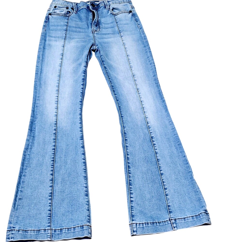 Stetson High Rise Flare Jeans Womens 10 Blue Light Wash Stretch Denim 5 Pocket